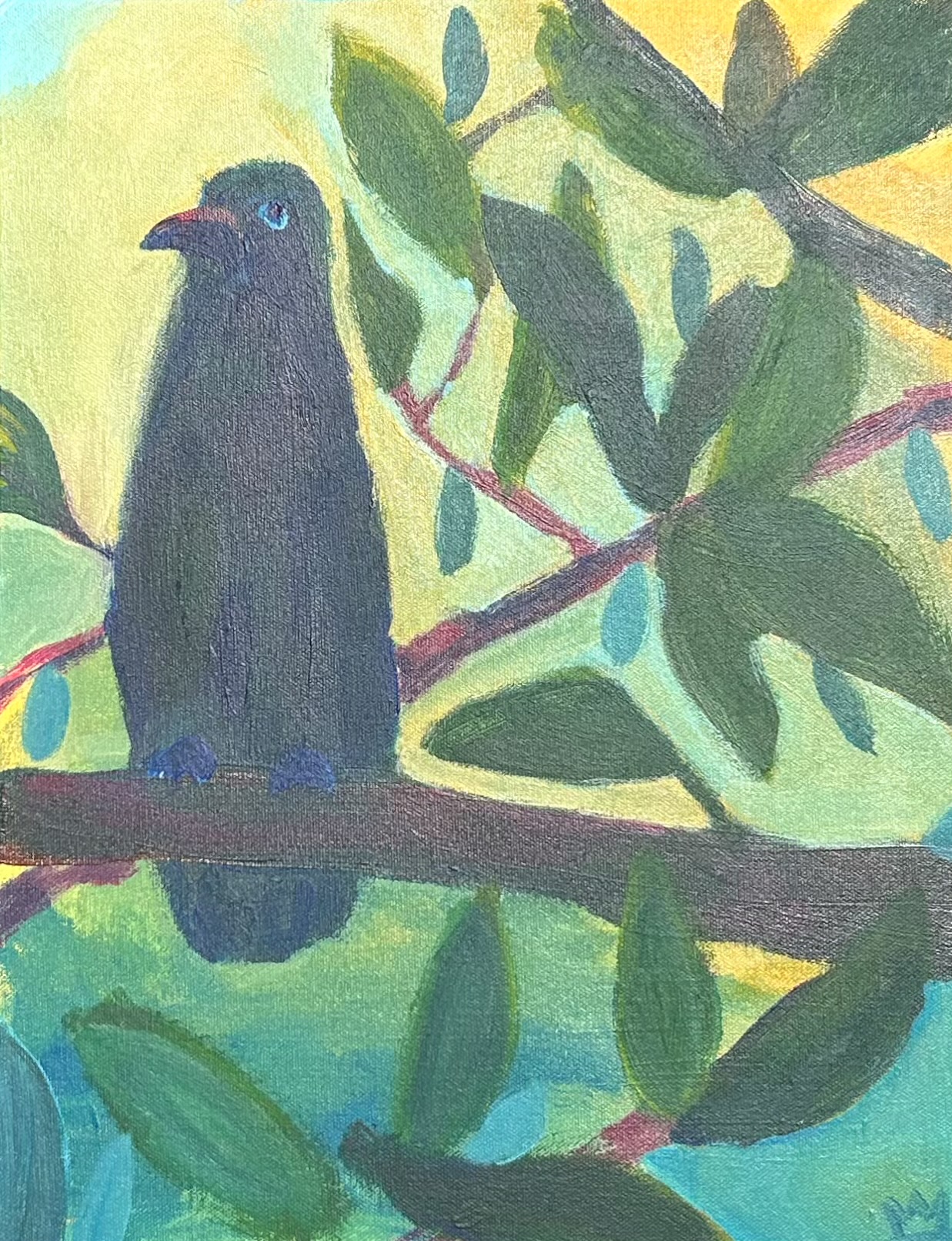 Disdainful Crow, an original acrylic painting by Mel Ryan King.